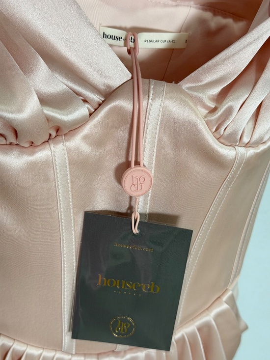 House of CB Angeline Blush Pink Satin Corset Maxi Dress - Small - Picture 6 of 11